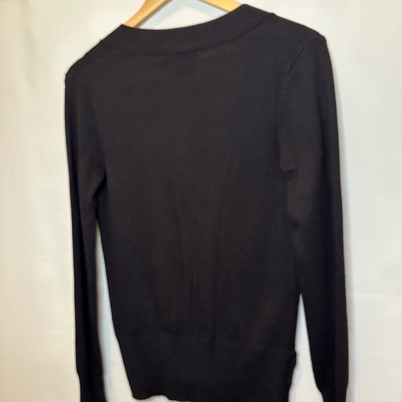 Apostrophe Sweater Cardigan Knit Front Buttons Pockets Black XS Preppy Stretchy - Picture 5 of 9